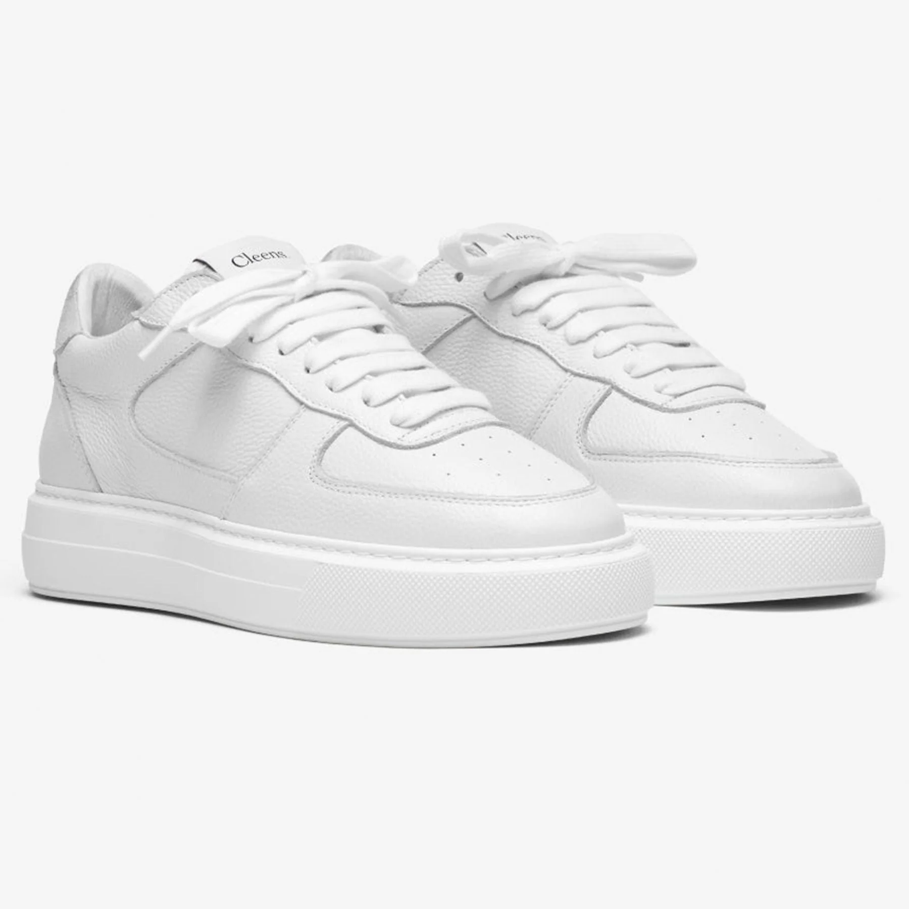 Cleens Court Trainer 'White Tumbled Leather' - Image 4